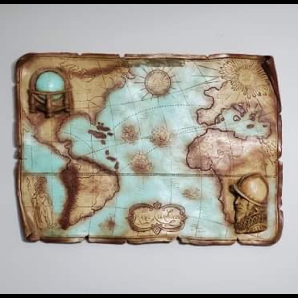 Antique Rare Colonial World Map Wall Art Decor